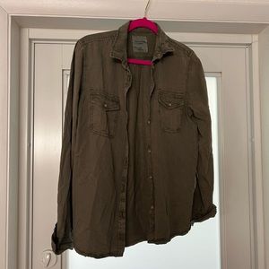 NWOT AE Army Green Button down
